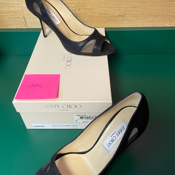 Jimmy Choo Wetlook Suede/Mesh Black - Picture 9 of 10